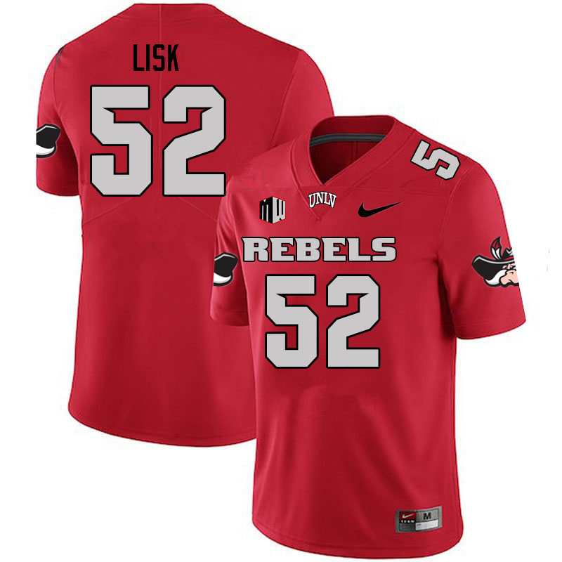Men #52 Ben Lisk UNLV Rebels College Football Jerseys Stitched Sale-Scarlet - Click Image to Close